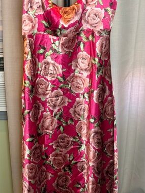 wild fable Strapless Hot Pink Rose Print Dress